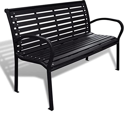 INLIFE Gartenbank 125 cm Stahl und WPC Schwarz