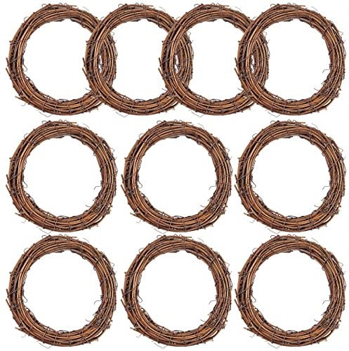 Weinreben-Kranz-Set, Marrywindix, 10 Stück, natürlicher Rankenzweig, Kranz, Weihnachten, DIY, Rattan-Kranz, Girlande für Weihnachten, Urlaub, Handwerk, Hochzeitsdekoration (15,2 cm)