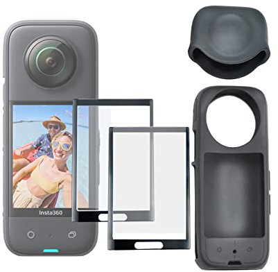 Silicone Case for Insta360 X3 and Screen Protector for X3, with Lens Cap