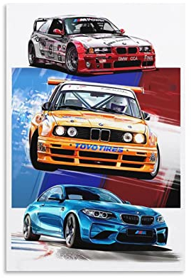 GTRE Auto-Poster BMW E30 M3 E36 M3 M2 Wandposter Dekorative Malerei Leinwand Wandposter und Kunstbild Druck Moderne Familie Schlafzimmer Dekor Poster 30 x 45 cm