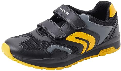 Geox Boys J Pavel Sneaker, Black Yellow, 13 UK Child