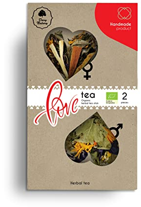 Liebestee Bio handgemachter Kräutertee Geschenkset 2 Stäbchen für Sie und Ihn 2x 3,5g Love tea Organic herbal