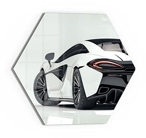 DEQORI Glasbild Echtglas | Motiv Sportliches Auto | sechseckig einteilig 55x47,6 cm | schöne Dekoration | Wandbild für Wohnzimmer, Schlafzimmer, Flur & Küche | moderne Wanddeko