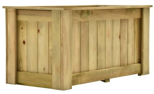 puraday Jardinière de Jardin 100x50x50 cm Brun Bois de Pin Imprégné Lit Surélevé Résistante à Pourriture Pot de Fleurs Terrasse Décoration Extérieure Cour Pot de Plantes Balcon Véranda Patio