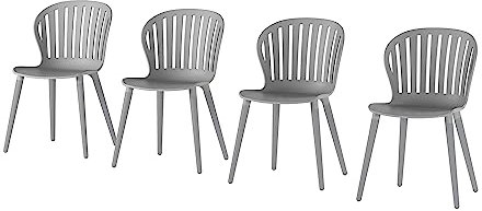 Amazonia | Idéal pour terrasse et extérieur, Grises Beira Lot de 4 chaises de Salle à Manger | Pieds en Aluminium et Assise en résine, Gris, 4-Piece