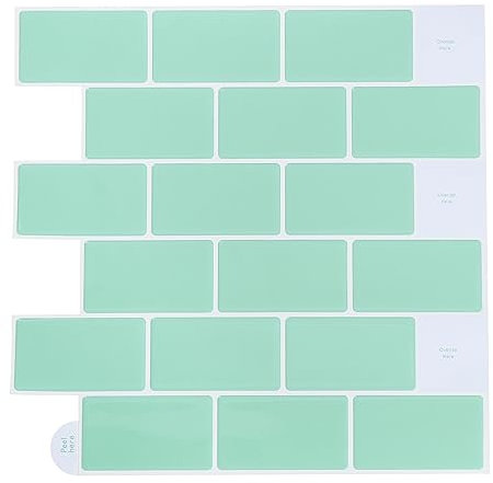 HonGien 10 Stück Selbstklebende Tapeten, Wandaufkleber, Ziegel Tapete für Küche, Bad, Balkon (Grün)