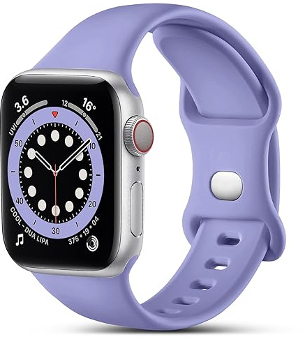 CeMiKa Sport Armband Kompatibel mit Apple Watch Armband 41mm 40mm 38mm 42mm | Weiches Schweißfest Silikon Armbänder Kompatibel mit iWatch Series 12 11 10 9 8 7 6 5 4 3 SE SE3, Damen Herren, Lila Grau