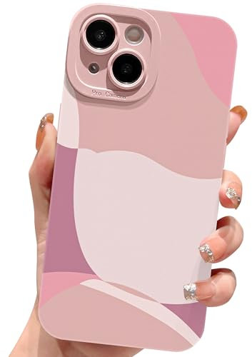 ECZOIL Compatible with iPhone 15 Plus Case 6.7 Inch,cute painted art lens protective slim soft TPU Shockproof phone case for iPhone 15 Plus for women girl-Pink