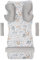 Medi Partners Sitzauflage Kinderwagen Buggy Baby Sommer Kindersitz Einlage Universal - 5tgl Gurtpolster + Spielbogen Kinderwagenset Babyschale (Lichtung mit grauem Minky)