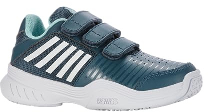 K-Swiss Performance Jungen Court Express Strap Omni Tennis Shoe, Indian Teal White Aqua Splash, 33 EU