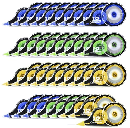 36 Stück Korrekturroller, 5 mm x 12 m Korrekturmaus Korrekturband Korrekturroller Mini Korrigieren Roller Ideal Geschenk für Zuhause Büro Schule (Gelb,Blau,Grün)