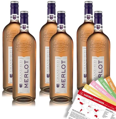 Grand Sud Merlot Rosé, trocken, sortenreines Weinpaket + VINOX Winecards (6x1,0l)