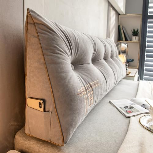 wcpqt Dreieckiges Keil-Kopfteilkissen, Bequemes Kopfteilkissen, LordosenstüTze, RüCkenlehne, Nackenrolle, Abnehmbares Tatami-Kissen, FüR Doppelbett, Schlafsofa, Bank