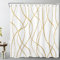 LB Abstrait Rideaux de Douche 180x180cm Rayures dorées Rideaux de Bain avec Crochets, Blanc géométrique Moderne Imperméable Polyester Anti Moule Salle de Bain Décor