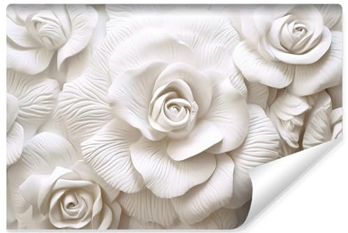 Muralo - 3D Tapete Vliestapete - Fototapete 3d Effekt - Tapete für Wohnzimmer Schlafzimmer Wandtapete - Fototapete - Geschnitzte Rosen Motiv - Br.400cm x Hö.280cm