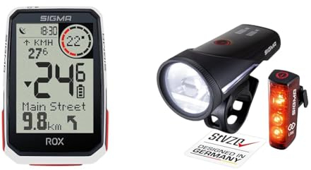 Sigma Sigma Rox 4.0 Sender Set Fahrradcomputer Weiß Einheitsgröße & - Aura 100 / Blaze LINK Set | Fahrradbeleuchtung vorne und hinten