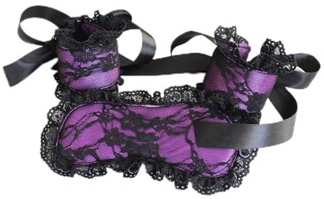 Canarea 2Pcs Augenmaske Erotik Sex SM Spitze Adults Augenbrille Fetisch Harness Geschirr Kopf-Fesseln Augenbrillle Sex Spielzeug Einstellbar (Lila)