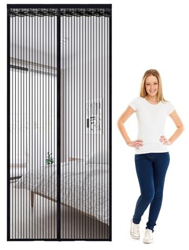 165 x 225 cm (larghezza x altezza), zanzariera magnetica per porta, zanzariera e mosche, tenda con gancio e anello, appositamente per porte, facile da lavare