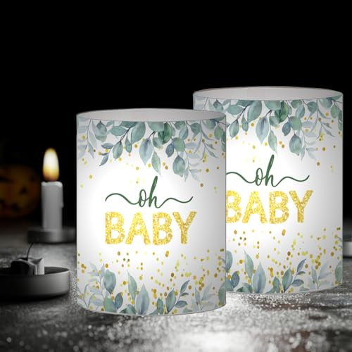 12 Windlicht Tischdeko Geburtstag, Oh Baby Dusche Geburtstag Geschlecht Reveal Party Geburtstag, Geburtstagsdeko Frauen Männer Mädchen Jungen, Geeignet für Teelichter oder Kerzen (oh Baby)