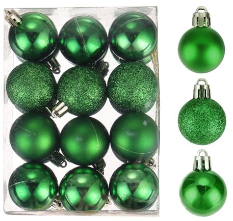 sourcing map Christmas Ball Ornaments Christmas Tree Decorations Balls Christmas green Baubles 1.6/4CM for Party Decoration Wedding Holiday Christmas Decor 24Pcs