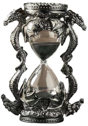 XinZhiRun Mythical Fantasy Drache Sanduhr, gotische dekorative Statue, einzigartige klassische Vintage-Sanduhr-Timer, Schreibtisch-Heimdekoration, Geschenk, 15,2 cm, 15 Minuten (schwarzer Drache)