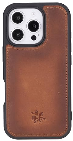 Venito Lucca for iPhone 16 Pro Leather Case Compatible Wireless, Handcrafted Full Grain Leather, Drop/Impact Protection, Slim Fit Phone Case, 6.3 Antique Brown