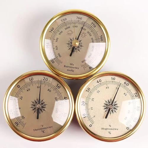 Barometer-Thermometer-Hygrometer, 3er-Set, Wandmontage, analoge Wetterstation, 72 mm Durchmesser, Zifferblatt-Typ, Barometer, Barometer, für Zuhause, Wand, Fischerboot, Babyzimmer