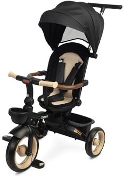 TOYZ - 3-Rad-Fahrrad Kinder Saber - Kleinkind-Fahrrad für Jungen und Mädchen - Kleinkind-Dreirad mit Eltern-Schiebegriff - Trike mit Rückenlehne & Sicherheitsgurt - 51x104x101cm - Beige