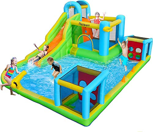 Castillo Hinchable Grande con Ventilador para niños Grandes 480 x 370 x 210 cm tobogán seco y de Agua, Adecuado para niños de 3 a 12 años, Castillo Children's Bouncy para Uso Interior o Exterior