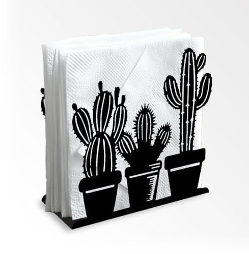Doodlream Kaktus Serviettenhalter Dekorativ Schwarz Metall Für Den Tisch Serviettenhalter Stehend 12 x 12 x 5cm Für Zuhause Küche Restaurant Picknick Party Kaffeebar Esszimmer