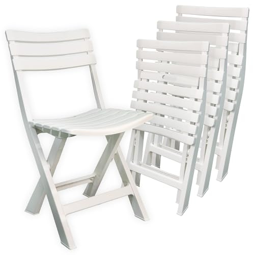 Sicignano | Klappstuhl, weiß, leicht und bequem, für Innen- und Außenbereiche, 44 x 41 x 78 cm, Polypropylen – Garten, Balkon, Terrasse, Strand (4)