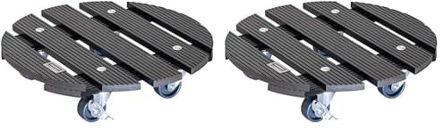 Wagner Pflanzenroller WPC Ø 29 x 7,5 cm I Blumenroller für Außenbereich + Innenbereich I Kübelroller FSC® Wood Plastic Composite, anthrazit I 2 Feststeller I Tragkraft 100 kg - 20052501