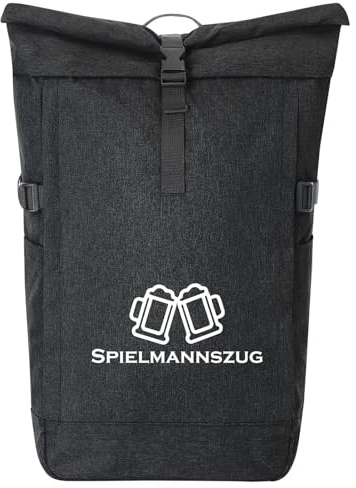 Huuraa Kurierrucksack Spielmannszug Schützenfest 30-44 Liter Black Melange Fairtrade Rolltop Rucksack Geschenkidee