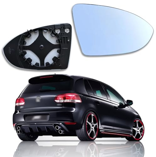 Golf 7 Spiegelglas Rechts Beheizbar Passend für Spiegelglas Golf 7 | Beifahrerseite Außenspiegel Ersatzspiegelglas Asphärisch Glas mit Trägerplatte