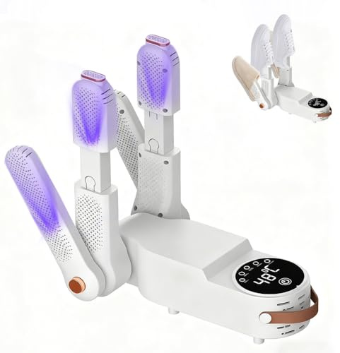 Schuhtrockner Elektrisch – Schuhwärmer & Stiefeltrockner mit 360° Heißluft, 90-Min-Timer & Faltbar, ideal für Fußballschuhe und Boxhandschuhe