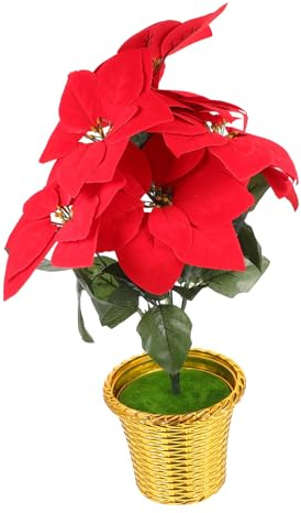 TOYZFRIENDY Fiori Finti di Natale Stella di Natale in Vaso Accessori per Decorazione della Casa