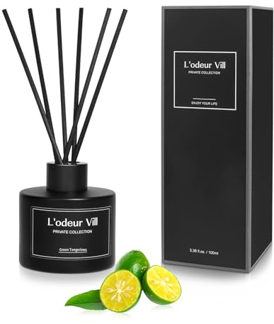 L'odeur Vill Reed Diffuser 100ml, Luxuriös Aromatisk Doft med 8 Stavar, Långvarig Doft för Vardagsrum, Sovrum, Badrum, Kontor – Perfekt Present (Honey Peach)