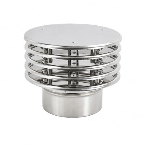 MAKA Comignolo con Lamelle, Terminale in Acciaio Inox per Canna Fumaria Camino Stufa a Legna Pellet e Gas, Cappello Antipioggia Deflettore con Lamelle (Ø 160 mm)
