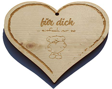 Zirbenherz - für Dich - Spruch Geschenk aus Zirbenholz Holz inkl. Band zum Aufhängen