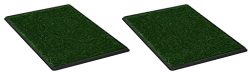 vidaXL 2X Tapis pour Animaux avec Plateau et Gazon Artificiel Apprentissage
