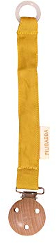 Filibabba® Schnullerkette aus Bio-Baumwolle und Holz | 21 cm | Schnullerkette für Jungen und Mädchen | Nickel-freie Metalclips | Mit Silikonring zum Befestigen | Dänisches Design (Lemon)