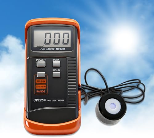 AMTAST UVC-Lichtmessgerät, Messbereich 1uW/cm²~39,99mW/cm², UV-Strahlungsintensitätsmessung