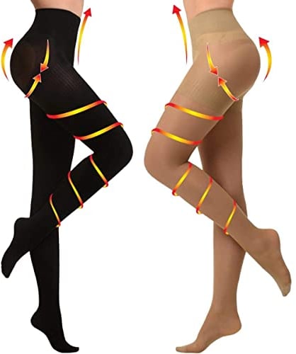 YISEMEYA 2 Paar Medizinische Kompressionsstrümpfe Damen Lang,20-30 mmHg Stützstrümpfe Herren, Hohe Taille Undurchsichtig Zehenwickel Kompressionshose klasse 2​Unterstützung für Krampfadern,Ödeme