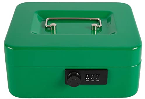 Xydled Geldkassette mit Geldfach, abschließbare Geldkassette mit Zahlenschloss, Spardose mit abnehmbarem Münzfach, Größe M, 25 x 20 x 9 cm, Grün