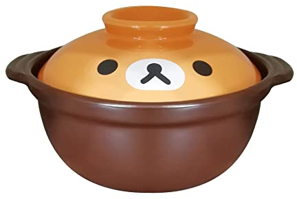 Korean Premium Cartoon Pattern Ceramic Brown Casserole Clay Pot with Lid,For Cooking Hot Pot Dolsot Bibimbap and Soup (9in,64oz)