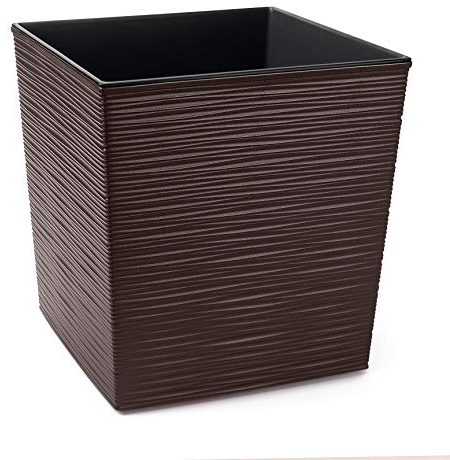 Gordanluk Low Flowerpot Square Textured Flowerpot with internal liner indoor plant pot large plant pots outdoor plant stand (Brown, 25 x 25 x 26cm)