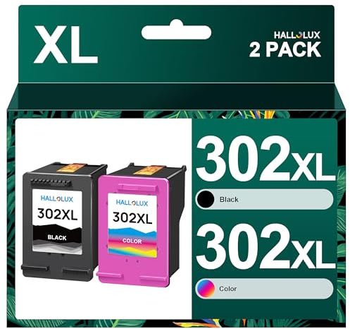 HALLOLUX 302XL Multipack 302XL Wiederaufbereitet Druckerpatronen Kompatible für HP 302 Druckerpatronen 302 XL für HP Officejet 3831 3830 5230 5220 DeskJet 3630 2130 3636 Envy 4520 (1 Schwarz, 1 Farbe)
