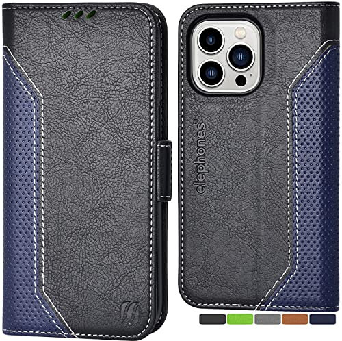 elephones Handyhülle für iPhone 13 PRO Hülle [MIT RFID-Schutz] Klappbar Case Schutzhülle Handytasche Klapphülle Cover Tasche Kameraschutz kompatibel mit iPhone 13 PRO Schwarz