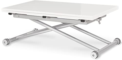INTENSE DECO Table Basse relevable Blanc laqué
