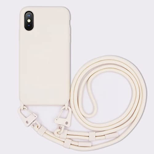 GoodcAcy Case Kompatibel mit iPhone XS Max (6.5) Hülle,Handykette Hülle Silikon Seil Necklace Handyhülle mit Kordel Tasche TPU Bumper Schutzhülle für iPhone XS Max hülle mit Band - Beige